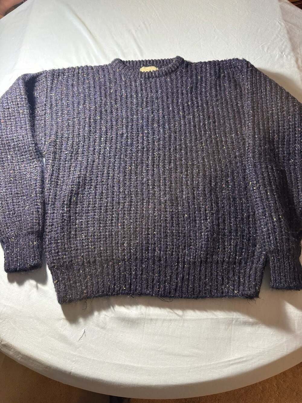 Christopher Hayes Vintage Ribbed Knit Speckled Crewneck Sweater Size M